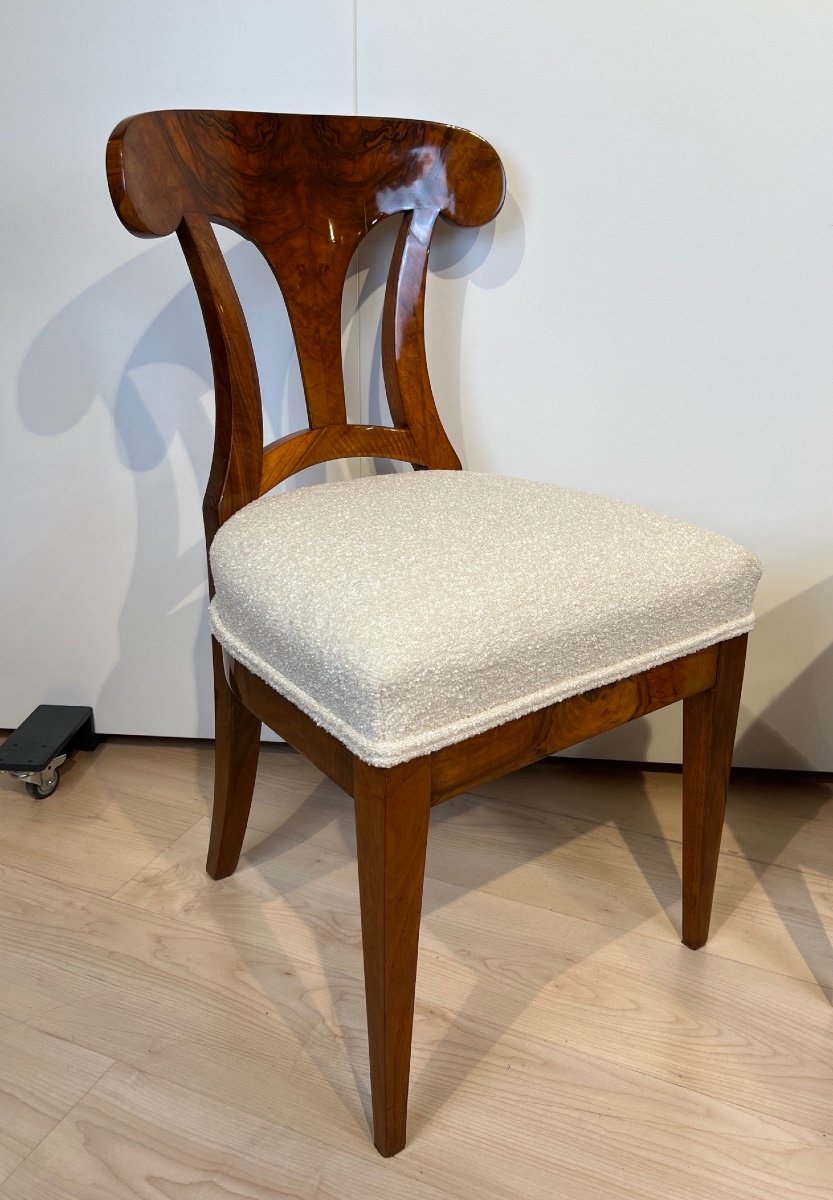 Paire De Chaises Pelle Biedermeier, Noyer, Vienne Vers 1825-photo-2