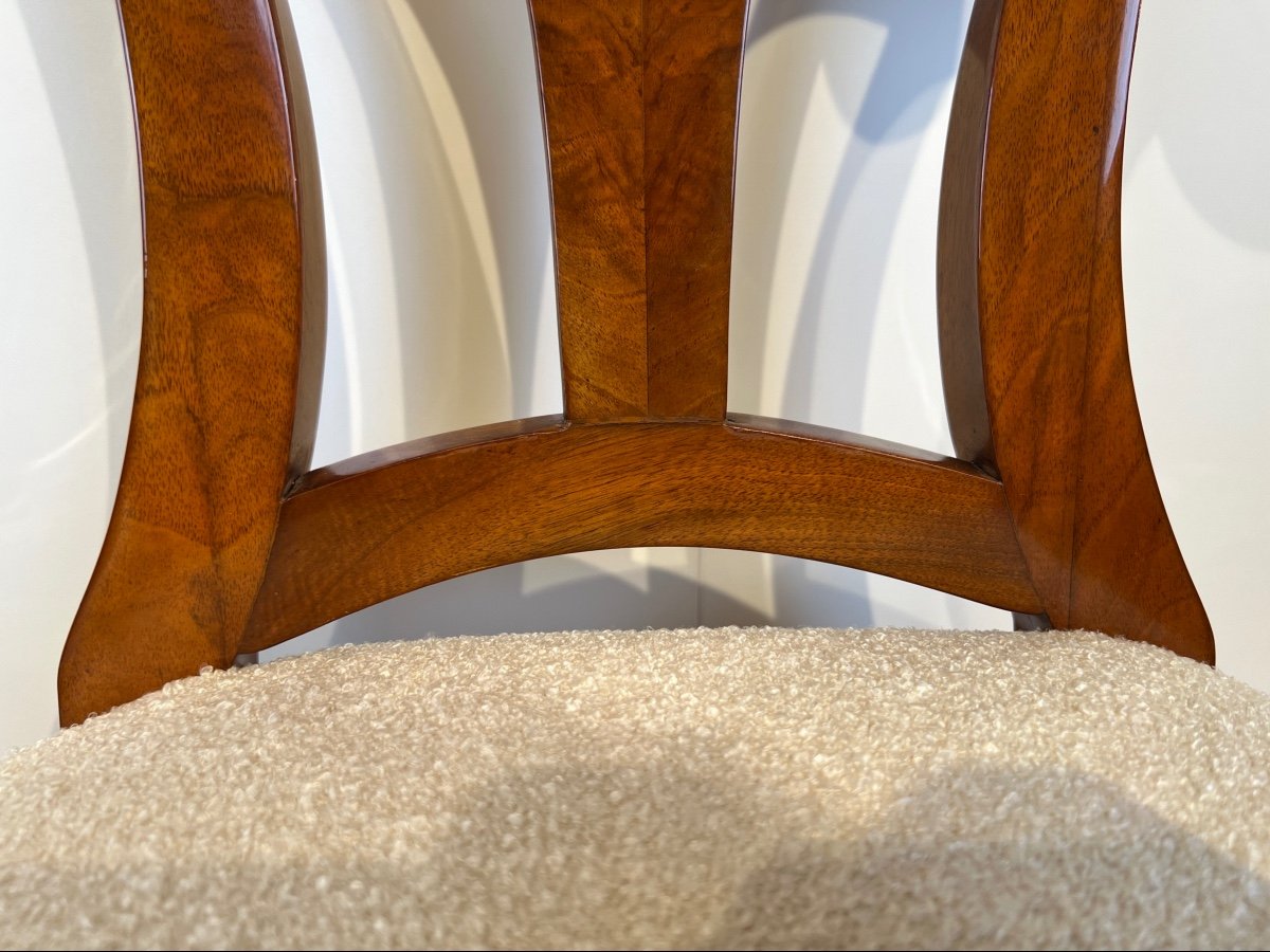 Paire De Chaises Pelle Biedermeier, Noyer, Vienne Vers 1825-photo-7
