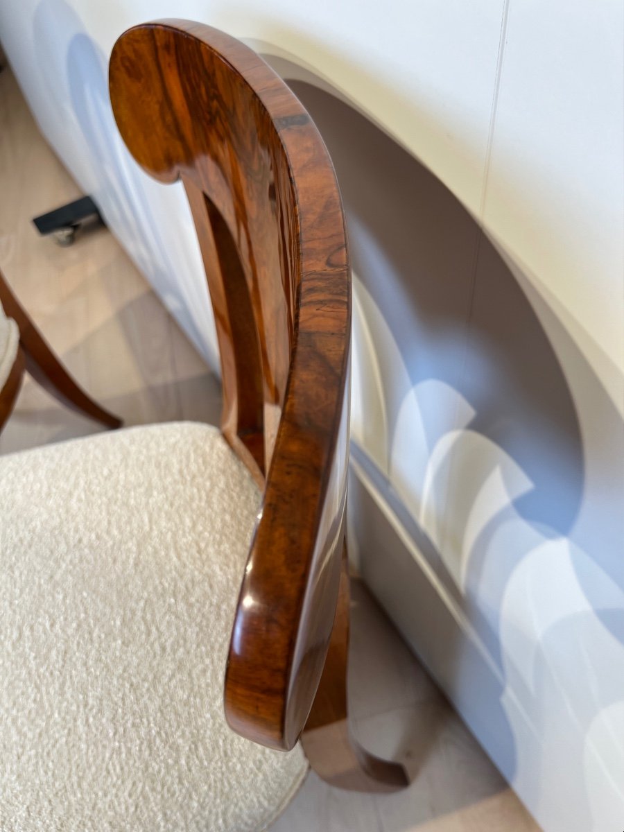 Paire De Chaises Pelle Biedermeier, Noyer, Vienne Vers 1825-photo-8
