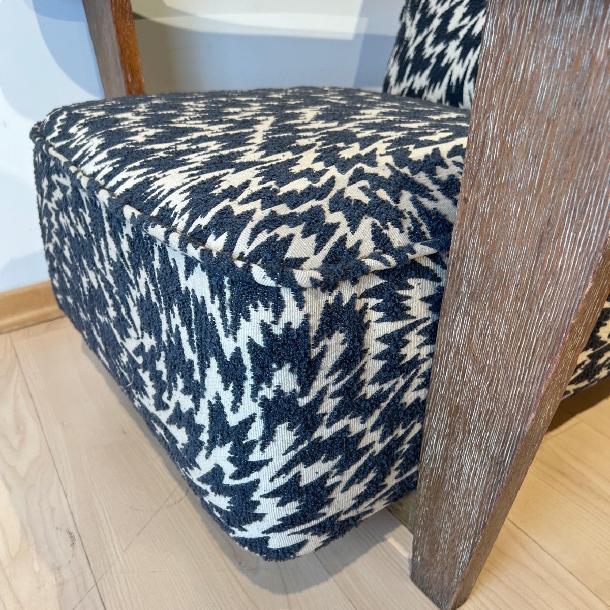 Fauteuil Club Art Déco Par De Coene Frères, Chêne Limed, Belgique Vers 1935-photo-4