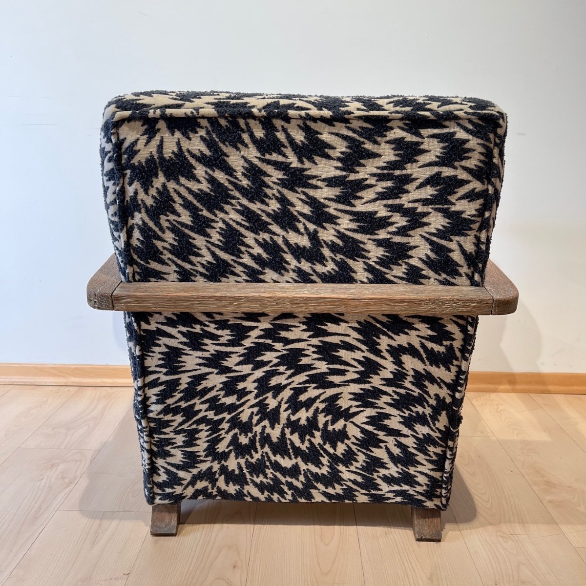 Fauteuil Club Art Déco Par De Coene Frères, Chêne Limed, Belgique Vers 1935-photo-8