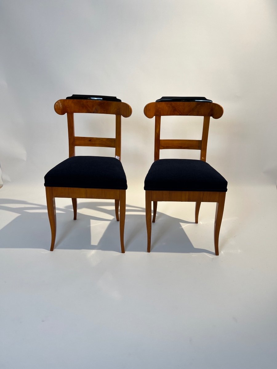 Suite Of 5 Biedermeier Chairs, Cherry Wood, Germany Circa 1830-photo-4