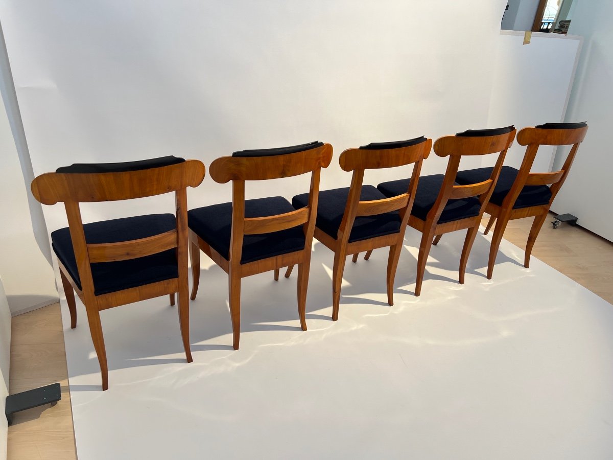 Suite Of 5 Biedermeier Chairs, Cherry Wood, Germany Circa 1830-photo-3