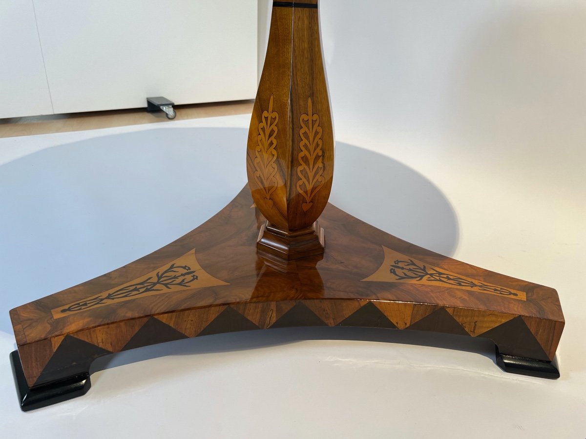 Biedermeier Center Table, Walnut With Marquetry, Germany Circa 1830-photo-6