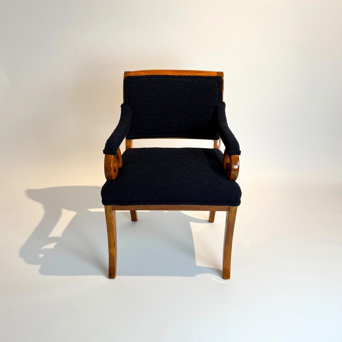 Biedermeier Armchair, Solid Beech, Bouclé, South Germany Circa 1830-photo-2