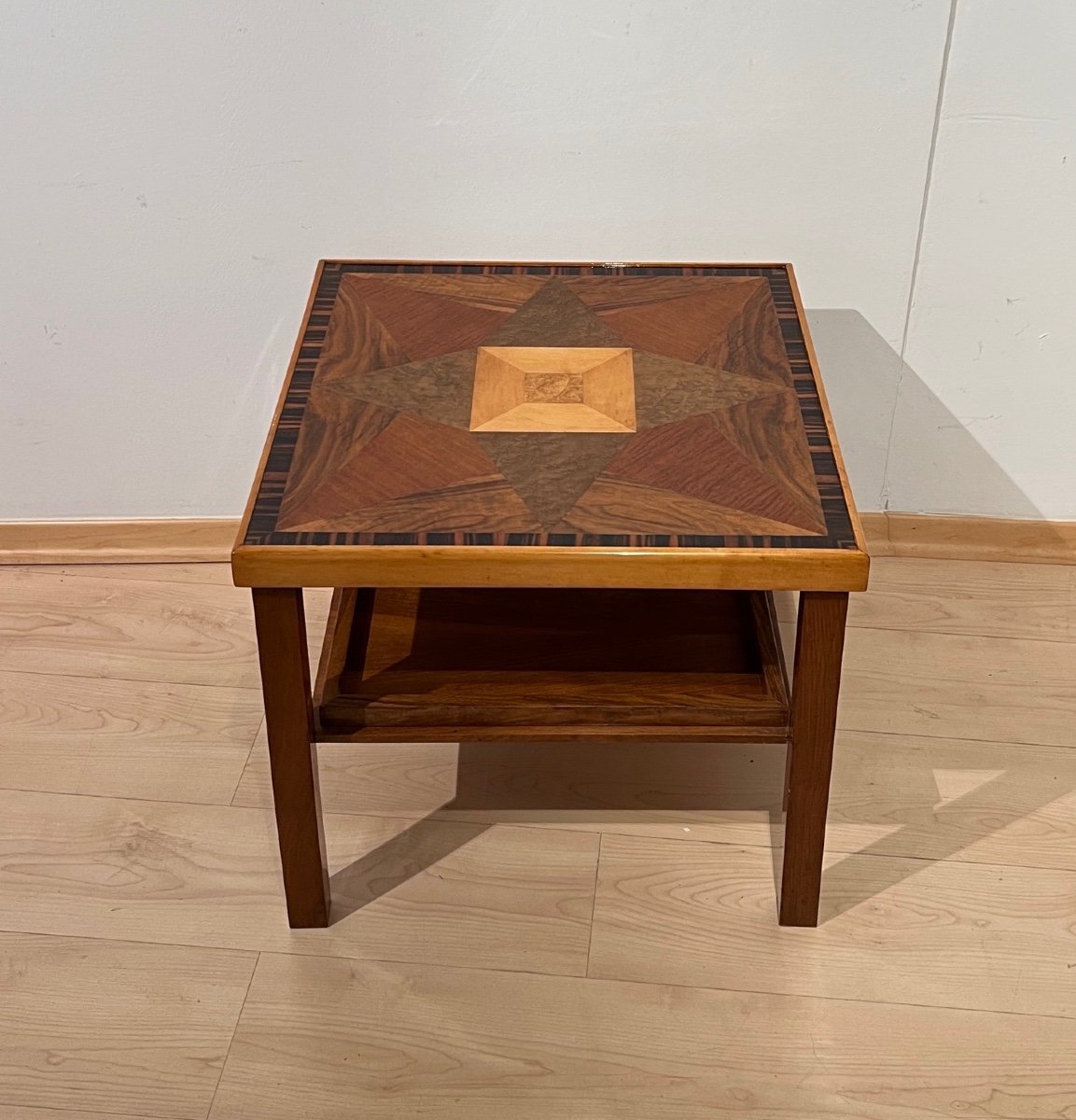 Art Deco Side Table, Walnut, Precious Wood, Lacquer, France Circa 1940-photo-2