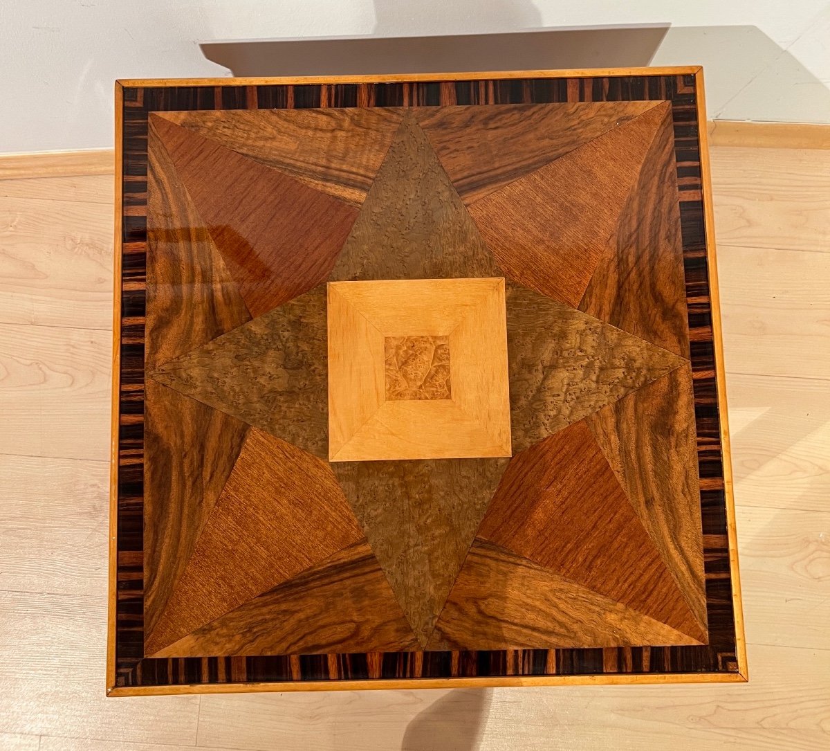 Art Deco Side Table, Walnut, Precious Wood, Lacquer, France Circa 1940-photo-6