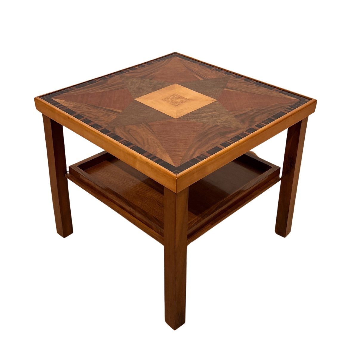Art Deco Side Table, Walnut, Precious Wood, Lacquer, France Circa 1940