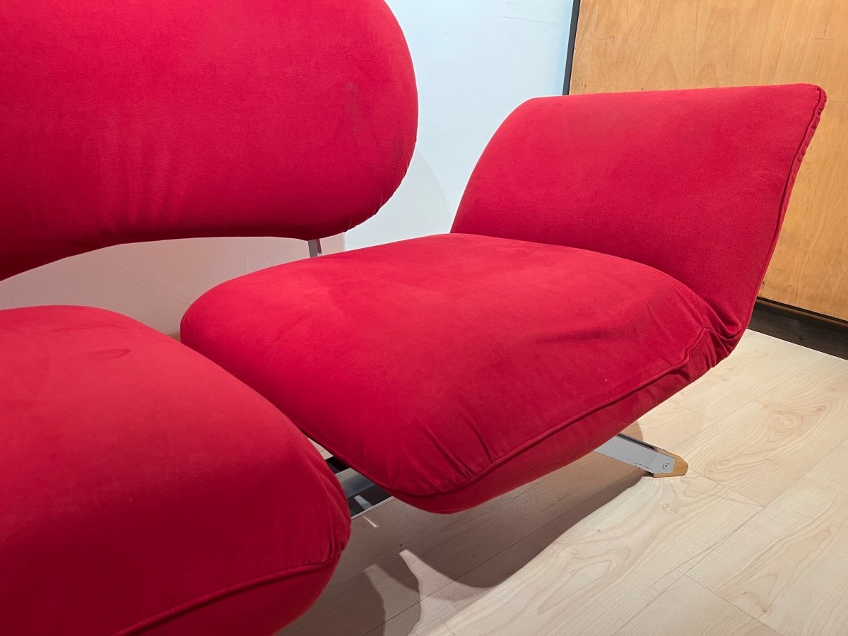 Convertible Design Sofa By Bonaldo, Red Fabric, Italy Circa 1980-photo-3