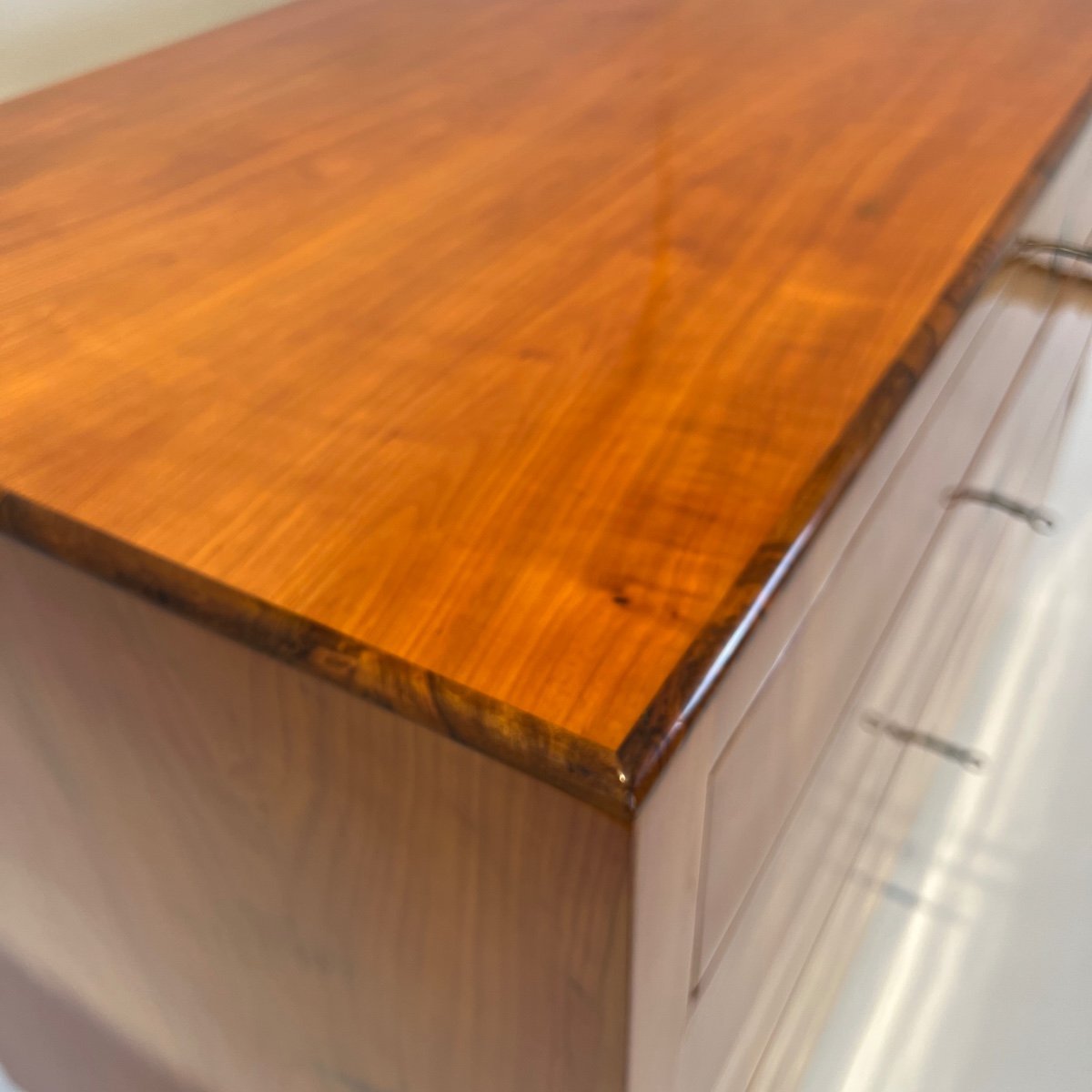 Biedermeier Chest Of Drawers, Cherry Veneer, Walnut, South Germany Circa 1820-photo-4