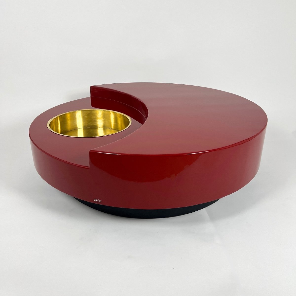 'trg' Coffee Table By Willy Rizzo, Red Lacquer And Brass, Italy, 1969-photo-2