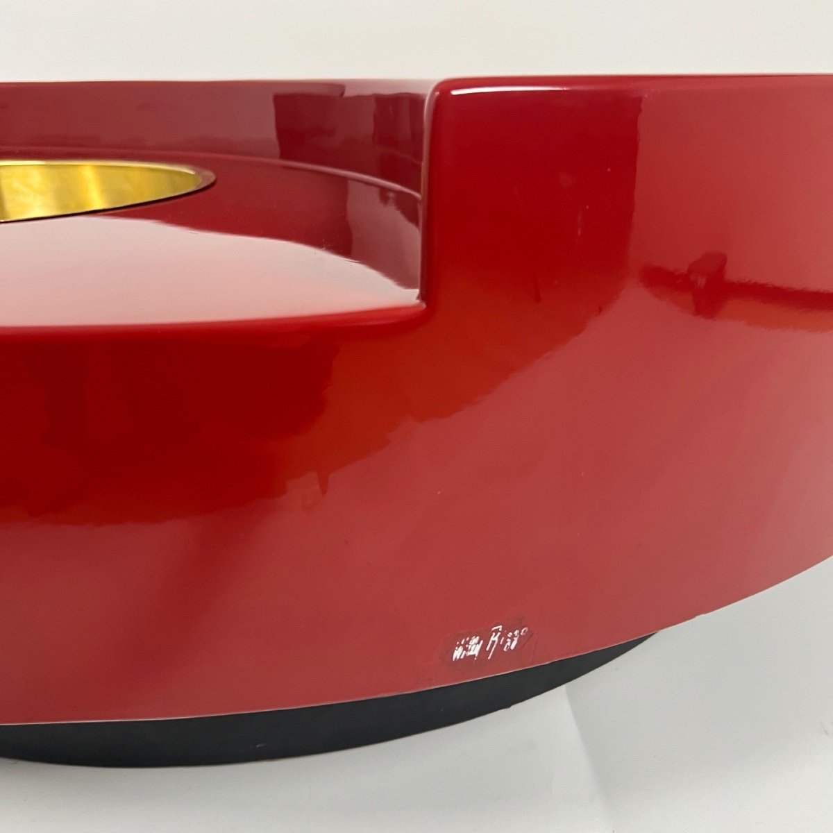 'trg' Coffee Table By Willy Rizzo, Red Lacquer And Brass, Italy, 1969-photo-3