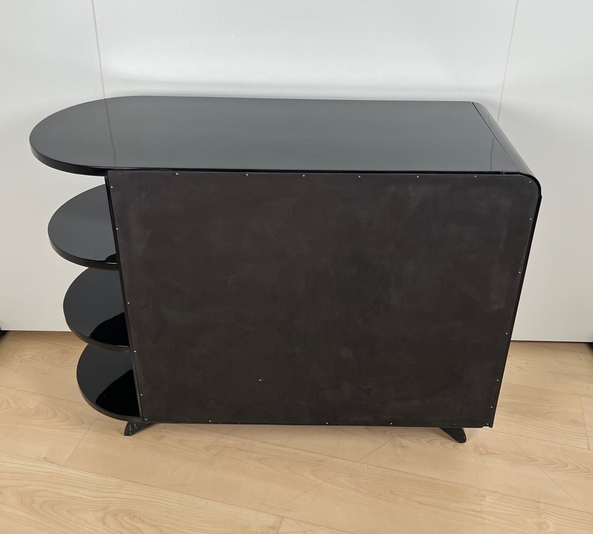 Art Deco Bar Cabinet, Black Lacquer, Mahogany, France Circa 1930.-photo-7