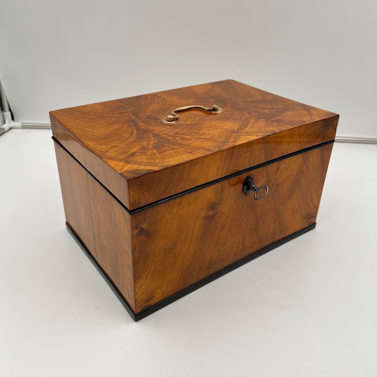 Large Biedermeier Chest Or Box, Walnut, Brass, South Germany Circa 1820-photo-3