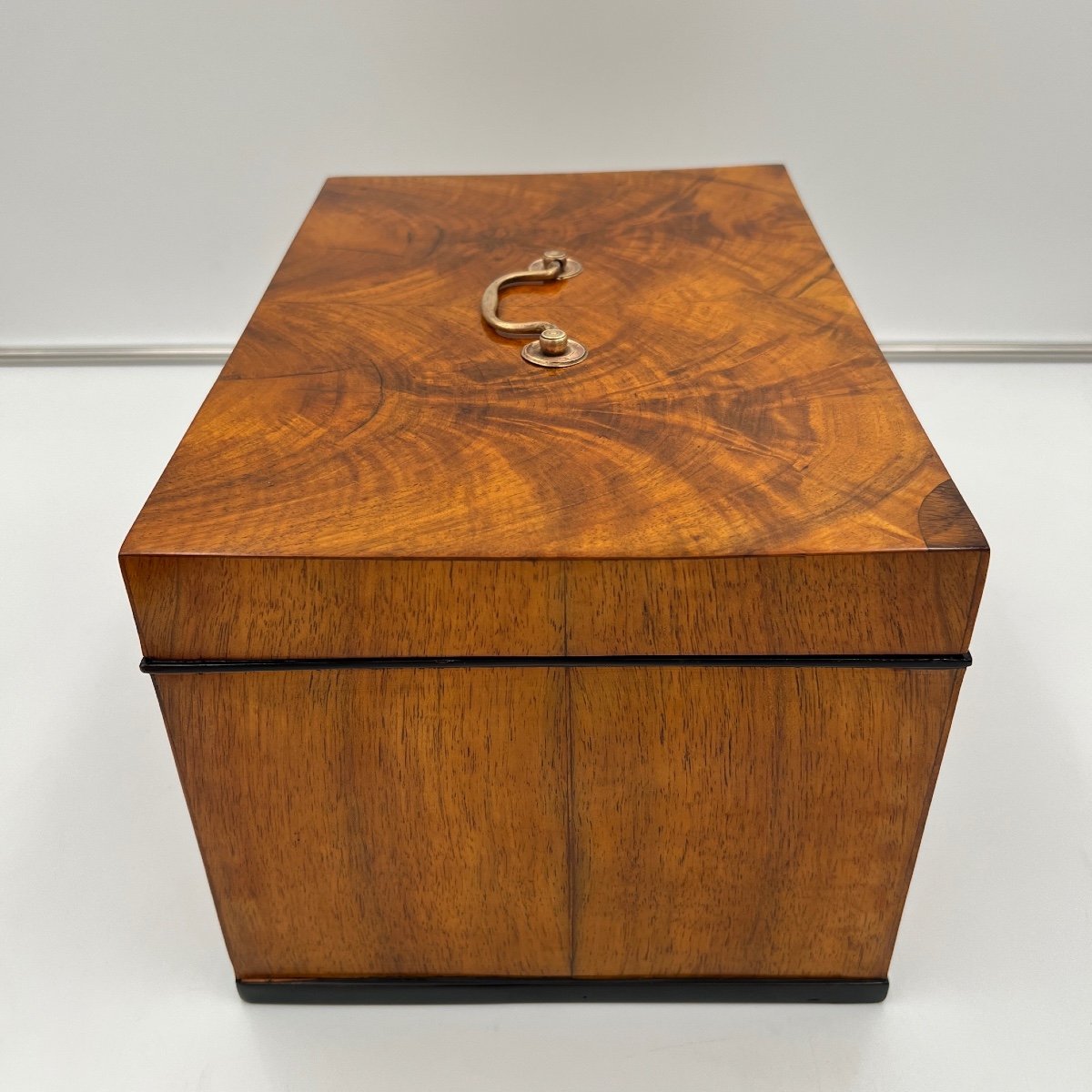Large Biedermeier Chest Or Box, Walnut, Brass, South Germany Circa 1820-photo-4