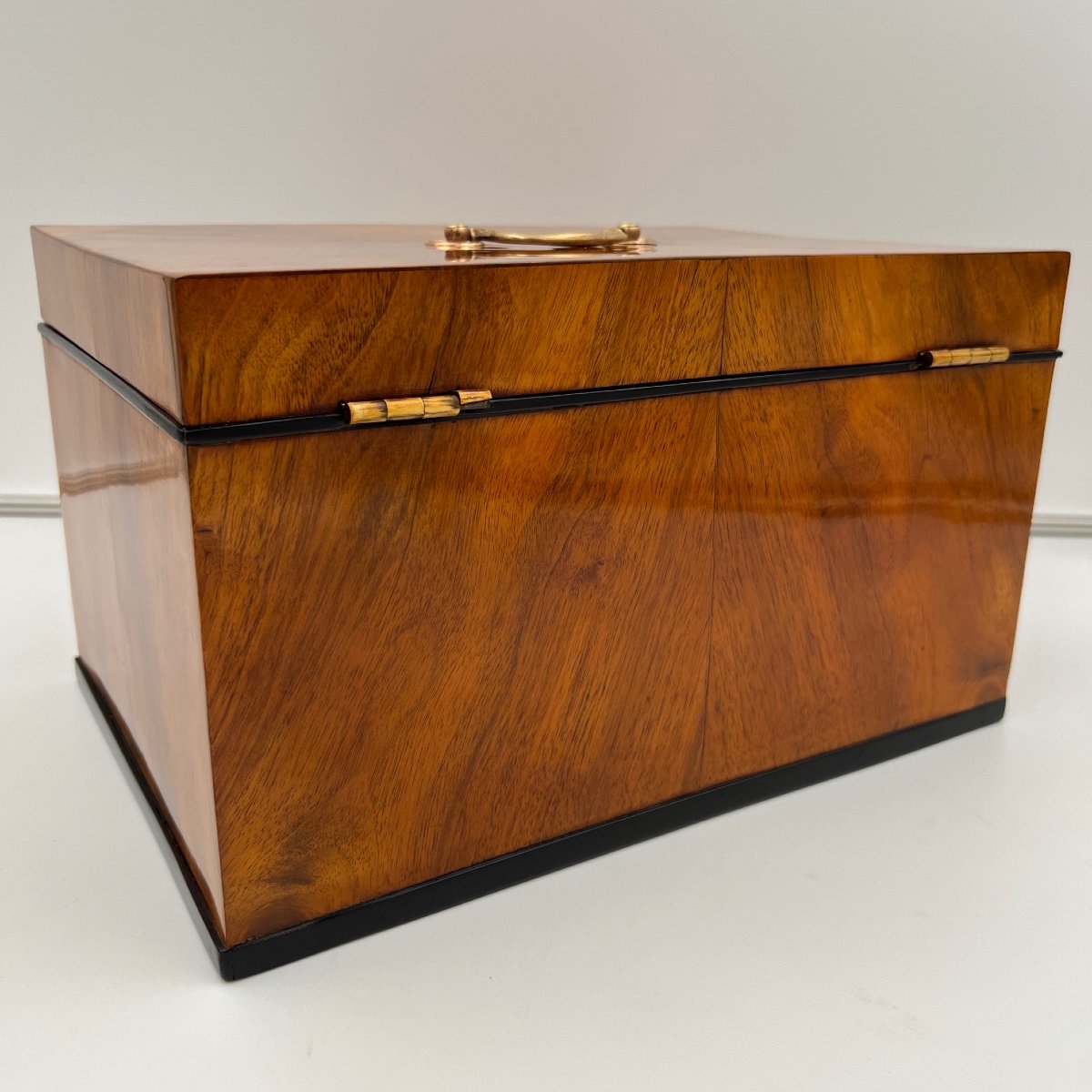 Large Biedermeier Chest Or Box, Walnut, Brass, South Germany Circa 1820-photo-5
