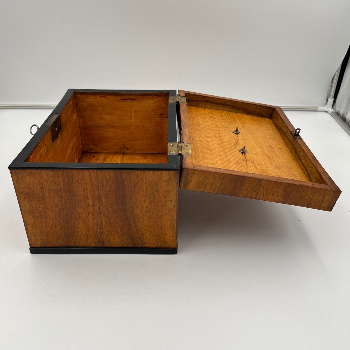 Large Biedermeier Chest Or Box, Walnut, Brass, South Germany Circa 1820-photo-7