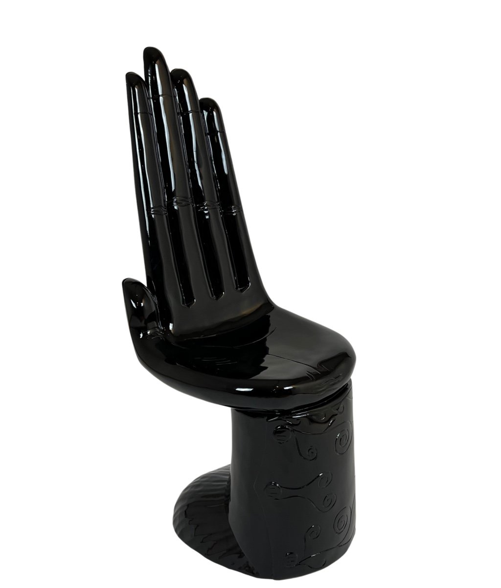 Hand-shaped Chair, Design, Wood, Black Lacquer, Mexico Circa 1960