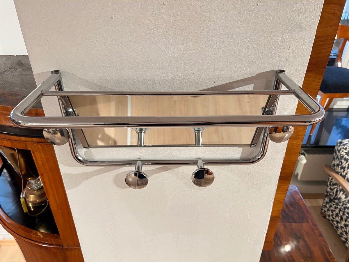 Small Art Deco Coat Rack With Mirror, Chrome, France Circa 1930-photo-5
