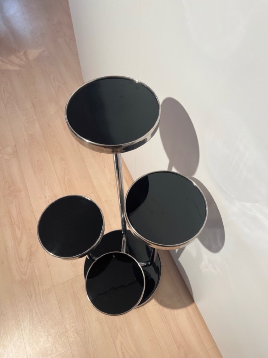 Bauhaus Shelf By J. Halabala, Black Lacquer And Chrome, Czech Circa 1930-photo-2