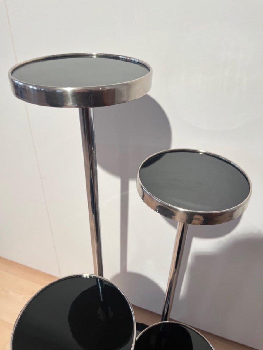Bauhaus Shelf By J. Halabala, Black Lacquer And Chrome, Czech Circa 1930-photo-1