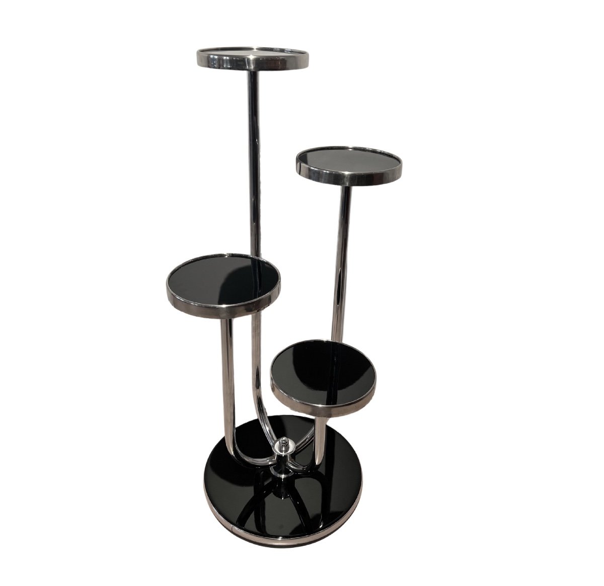 Bauhaus Shelf By J. Halabala, Black Lacquer And Chrome, Czech Circa 1930
