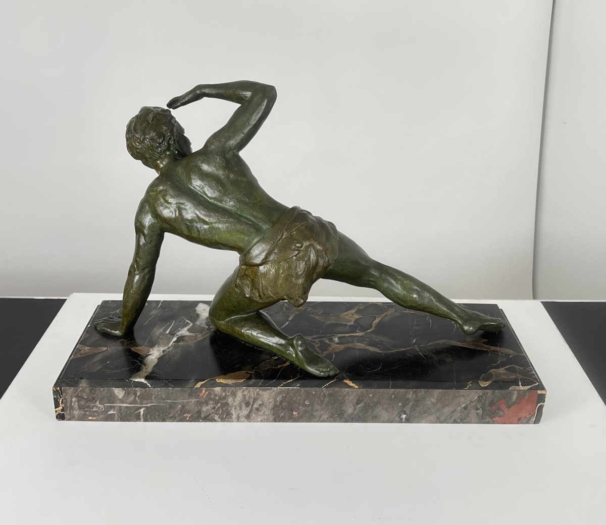 Art Deco Sculpture By Jean De Roncourt, Bronze, Marble, France Circa 1930-photo-2