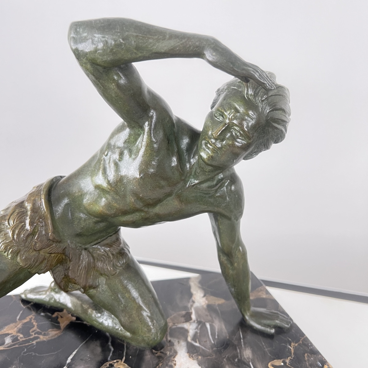 Art Deco Sculpture By Jean De Roncourt, Bronze, Marble, France Circa 1930-photo-4