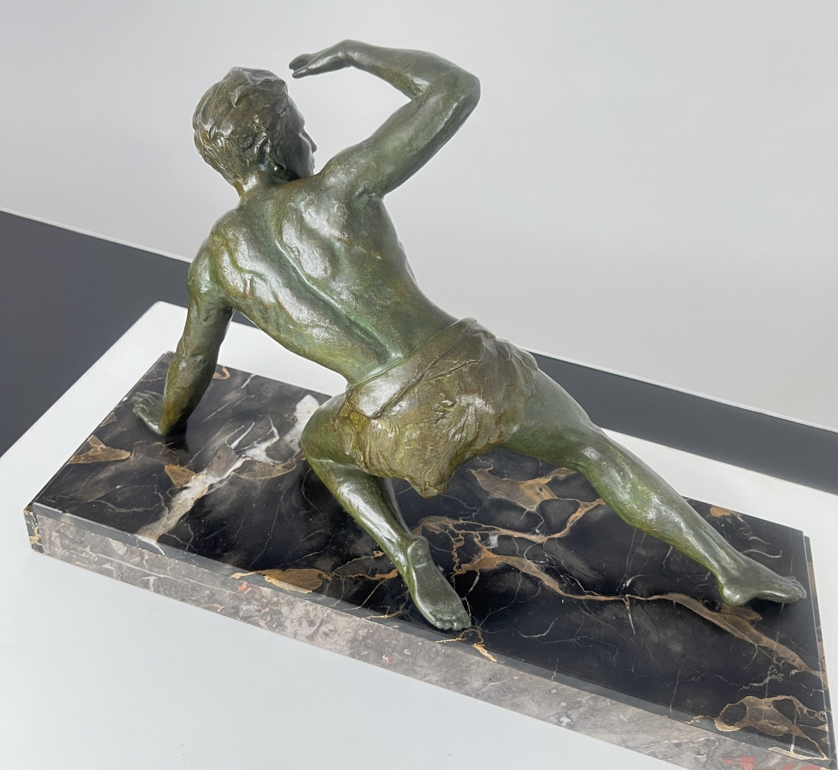 Art Deco Sculpture By Jean De Roncourt, Bronze, Marble, France Circa 1930-photo-2