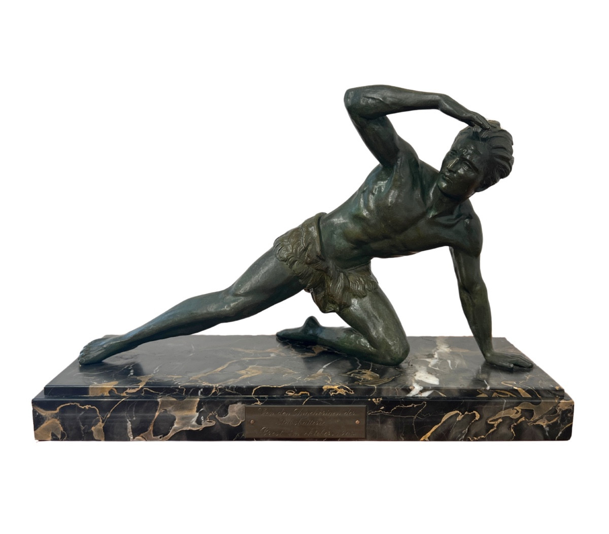 Art Deco Sculpture By Jean De Roncourt, Bronze, Marble, France Circa 1930