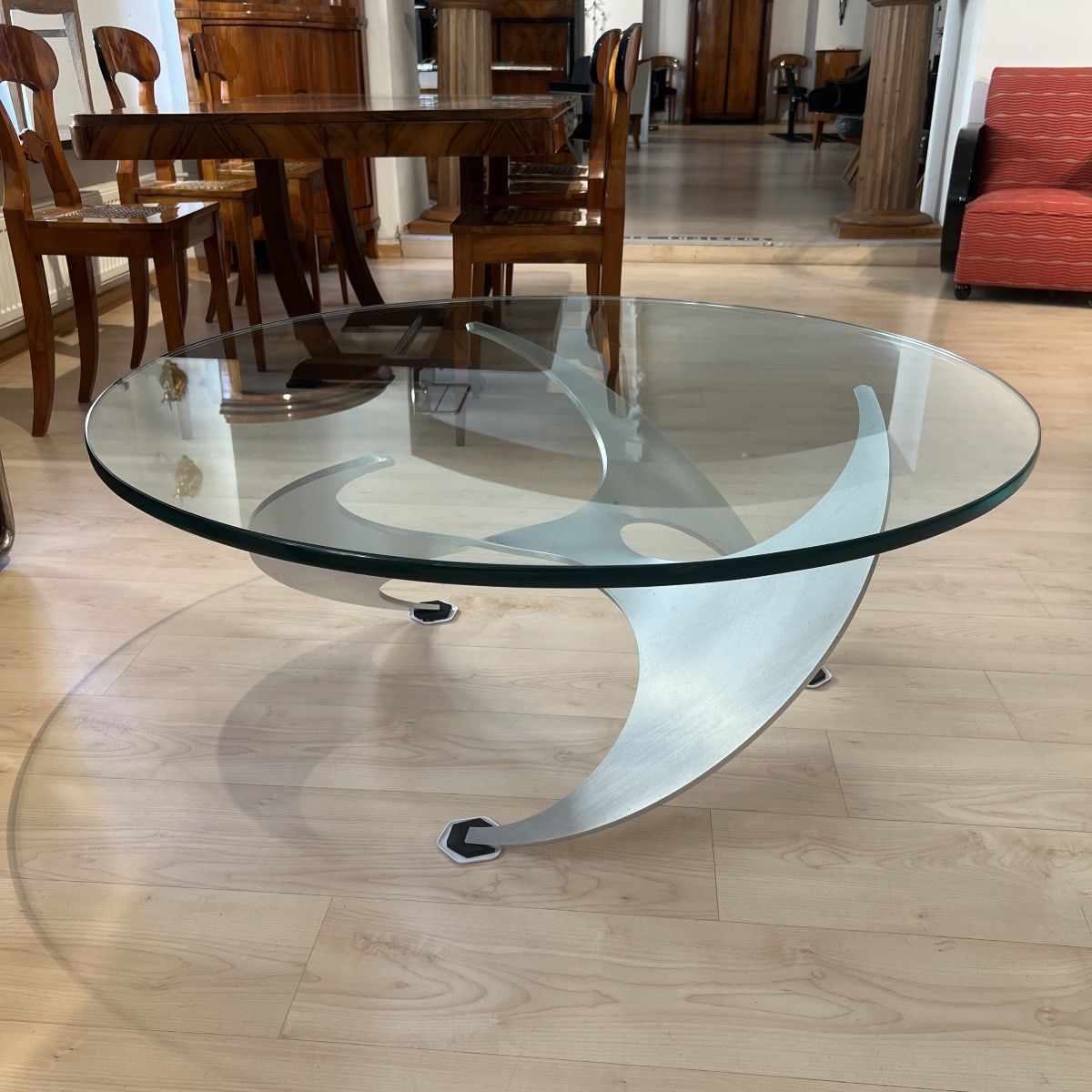 Coffee Table By Knut Hesterberg, Aluminum And Glass, Germany, 1960s-photo-3