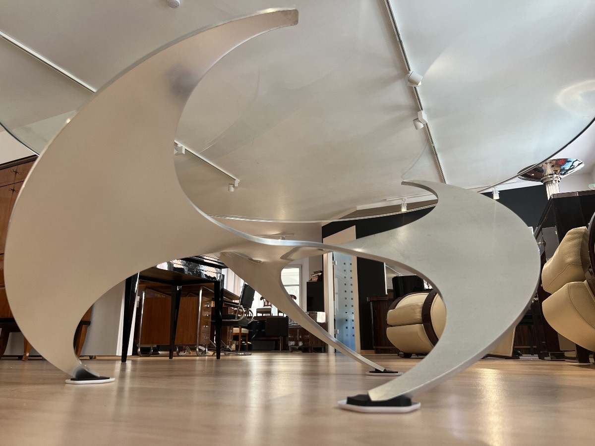 Coffee Table By Knut Hesterberg, Aluminum And Glass, Germany, 1960s-photo-6