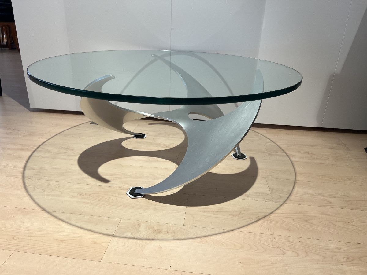 Coffee Table By Knut Hesterberg, Aluminum And Glass, Germany, 1960s-photo-8
