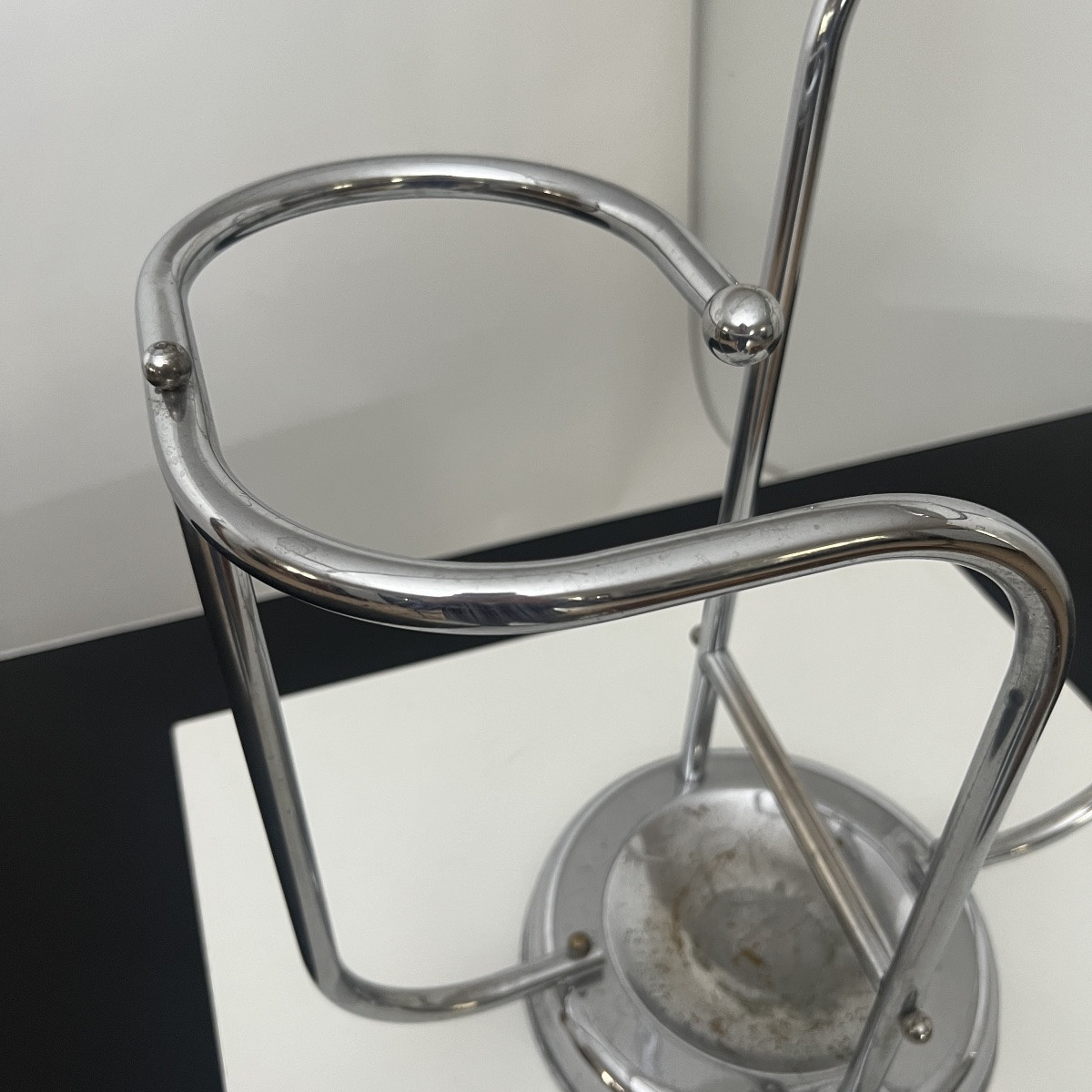Art Deco Umbrella Stand In Chrome-plated Tubular Steel, Belgium Circa 1930-photo-2