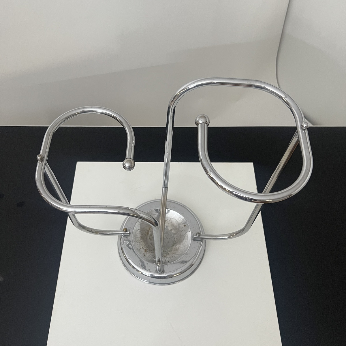 Art Deco Umbrella Stand In Chrome-plated Tubular Steel, Belgium Circa 1930-photo-3