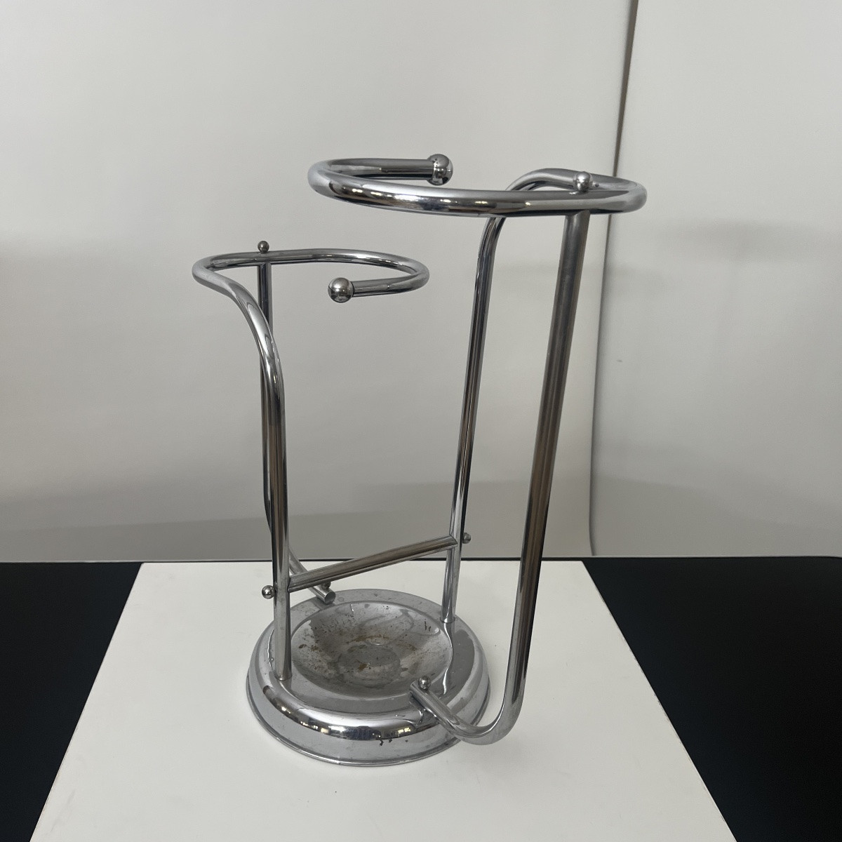 Art Deco Umbrella Stand In Chrome-plated Tubular Steel, Belgium Circa 1930-photo-4