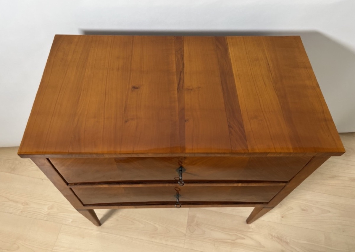 Small Biedermeier Chest Of Drawers, Cherry Wood, Two Doors, Southern Germany Circa 1820-photo-6
