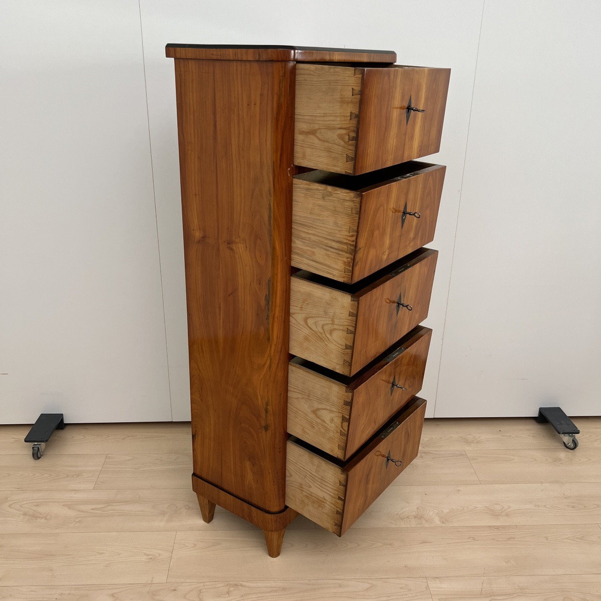 Biedermeier 5-drawer Choffonier, Cherry Veneer, South Germany Circa 1830-photo-3