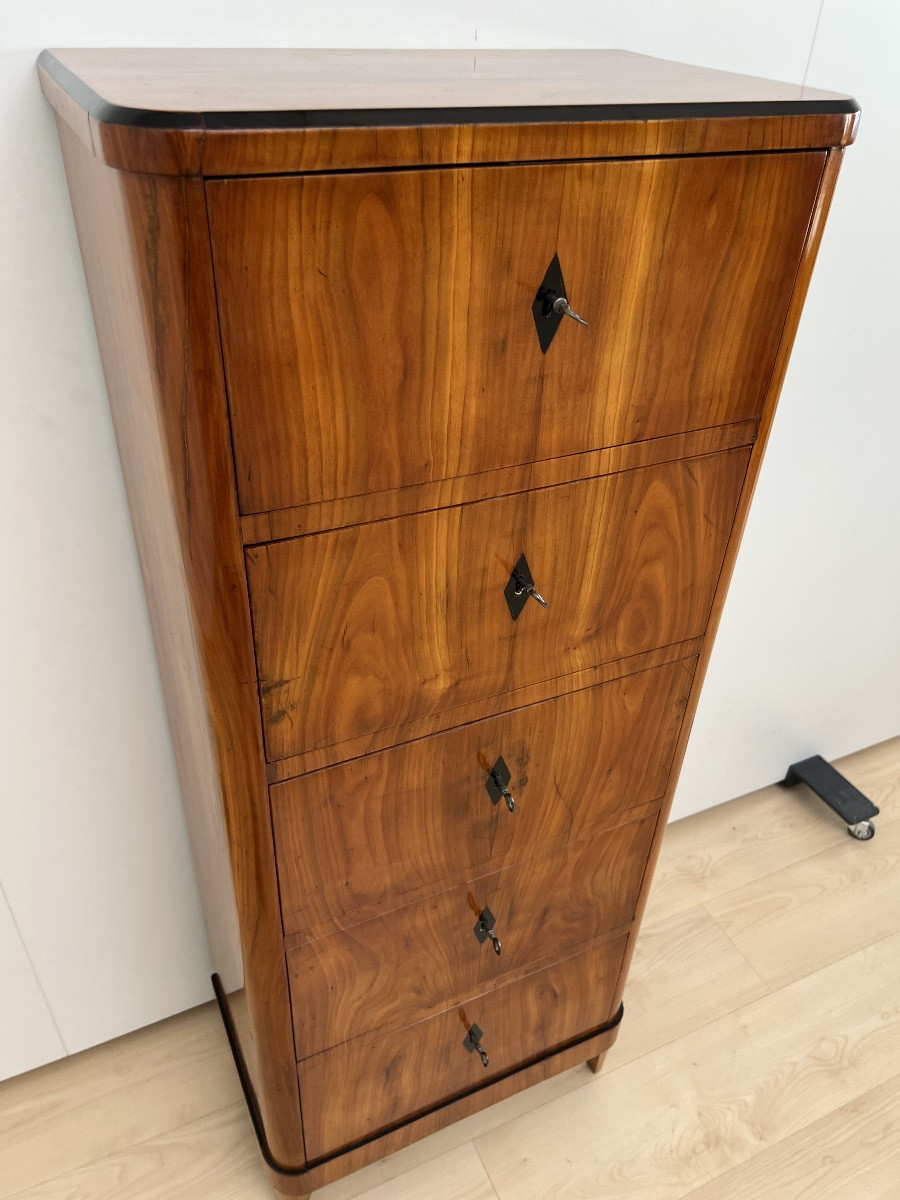 Biedermeier 5-drawer Choffonier, Cherry Veneer, South Germany Circa 1830-photo-5
