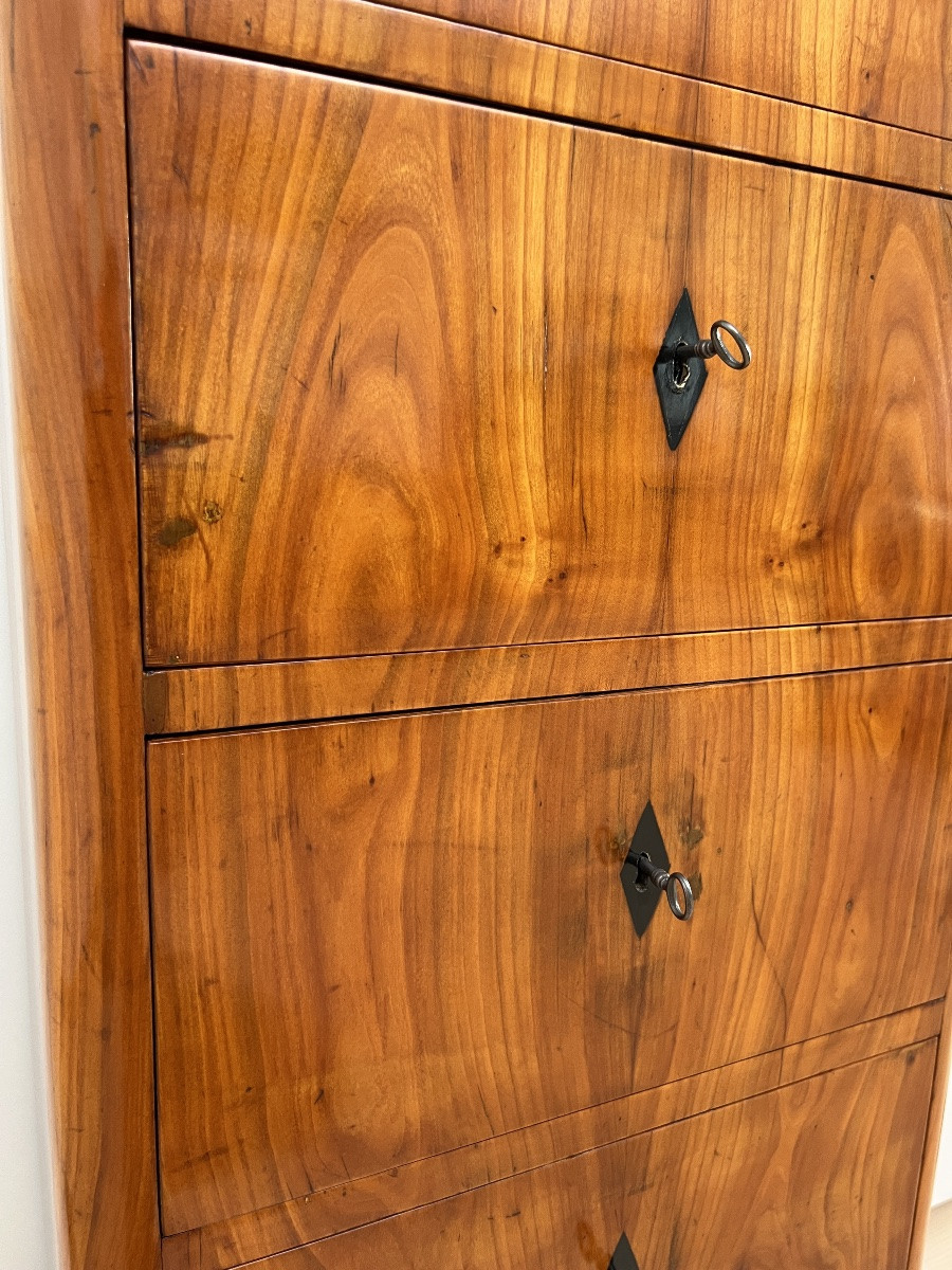 Biedermeier 5-drawer Choffonier, Cherry Veneer, South Germany Circa 1830-photo-6