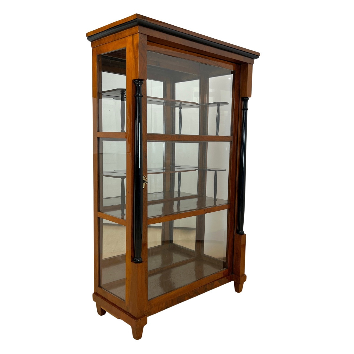Biedermeier Vitrine, Three Sides Glassed, Walnut, South Germany Circa 1830
