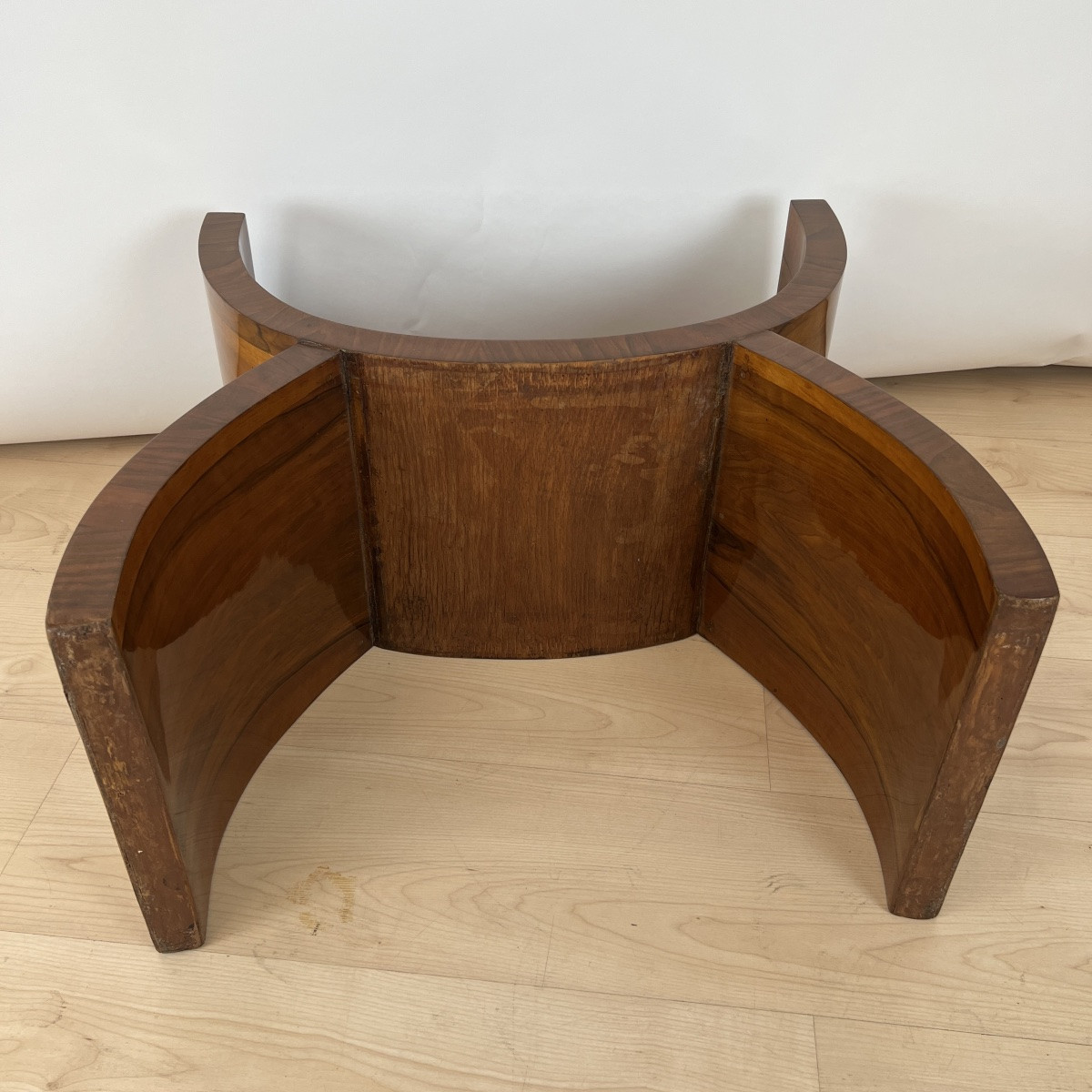 Tabouret Art Déco, placage de noyer, tissu noir, Italie vers 1930-photo-6