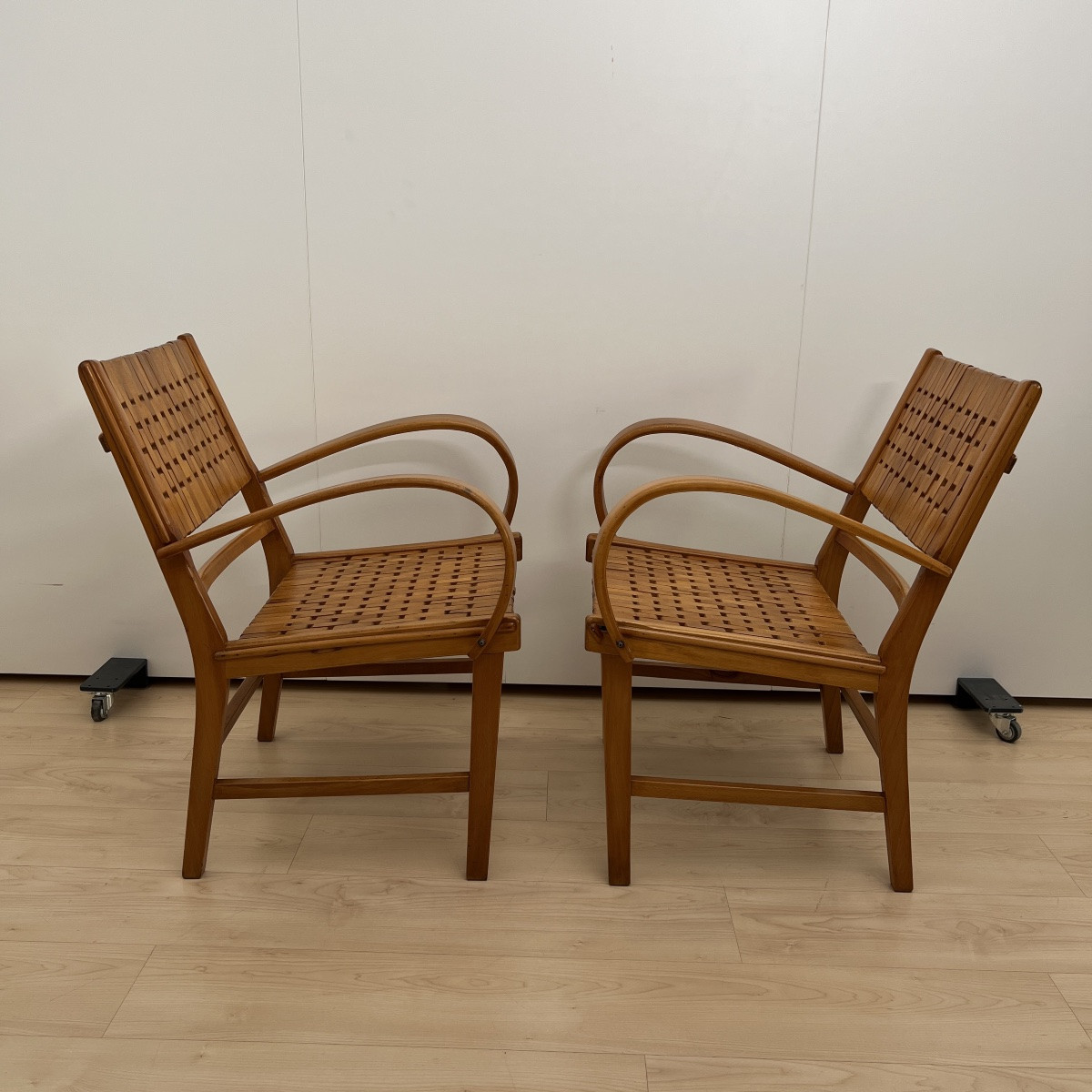 Pair Of 'gelenka' Armchairs, Solid Beech, Germany, Circa 1950-photo-8