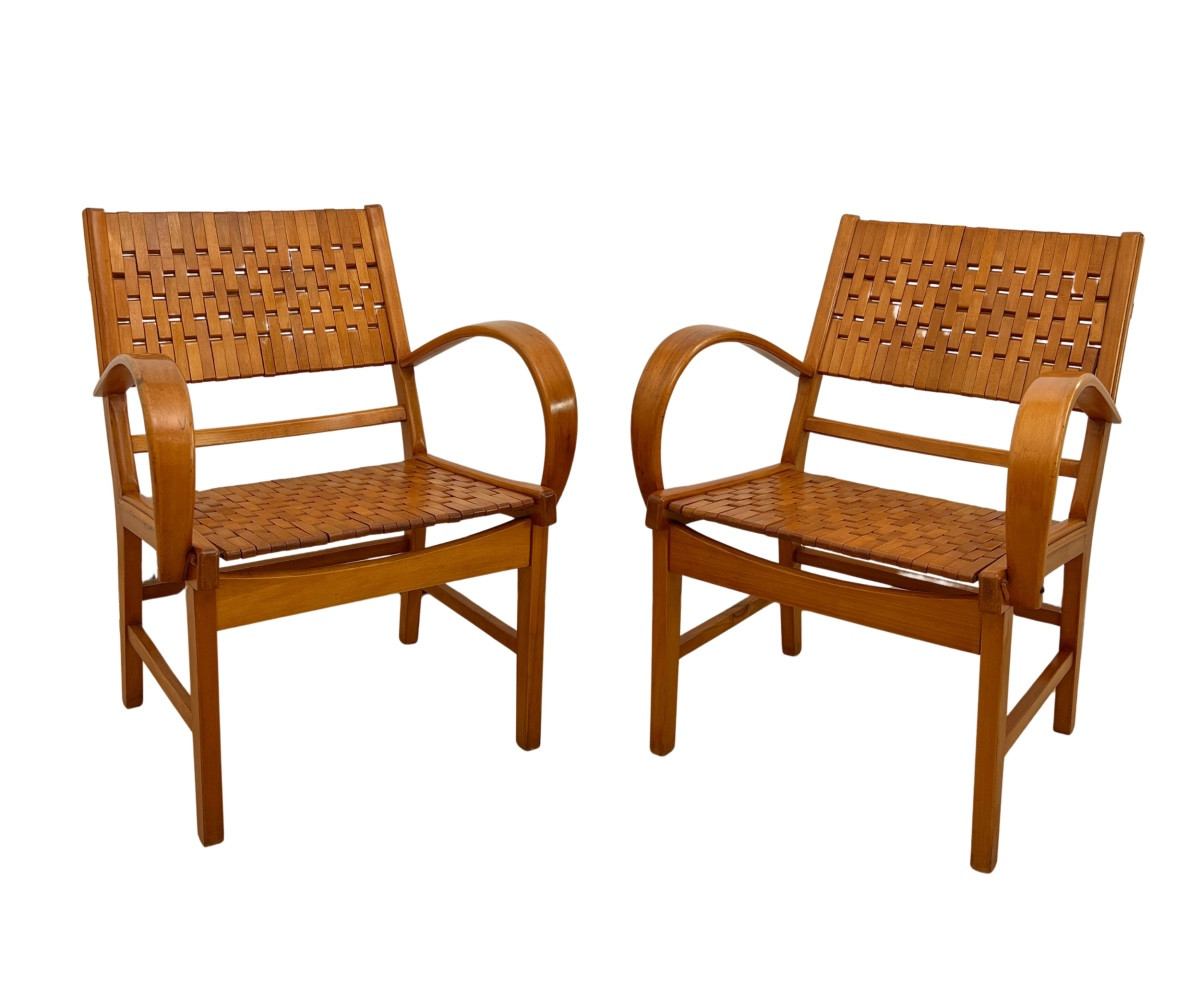 Pair Of 'gelenka' Armchairs, Solid Beech, Germany, Circa 1950