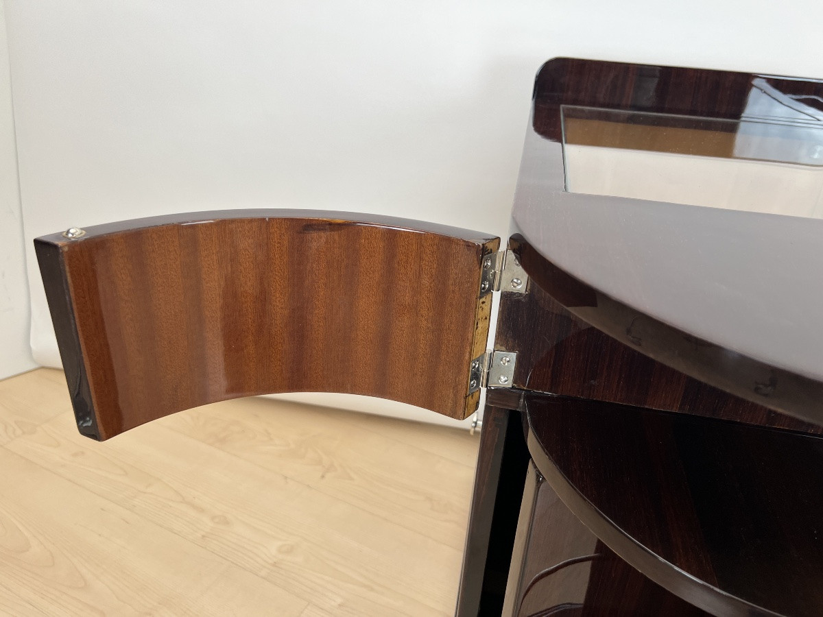 Art Deco Lacquered Rosewood Bar Cart With Swivel Compartment, France, Circa 1930-photo-2