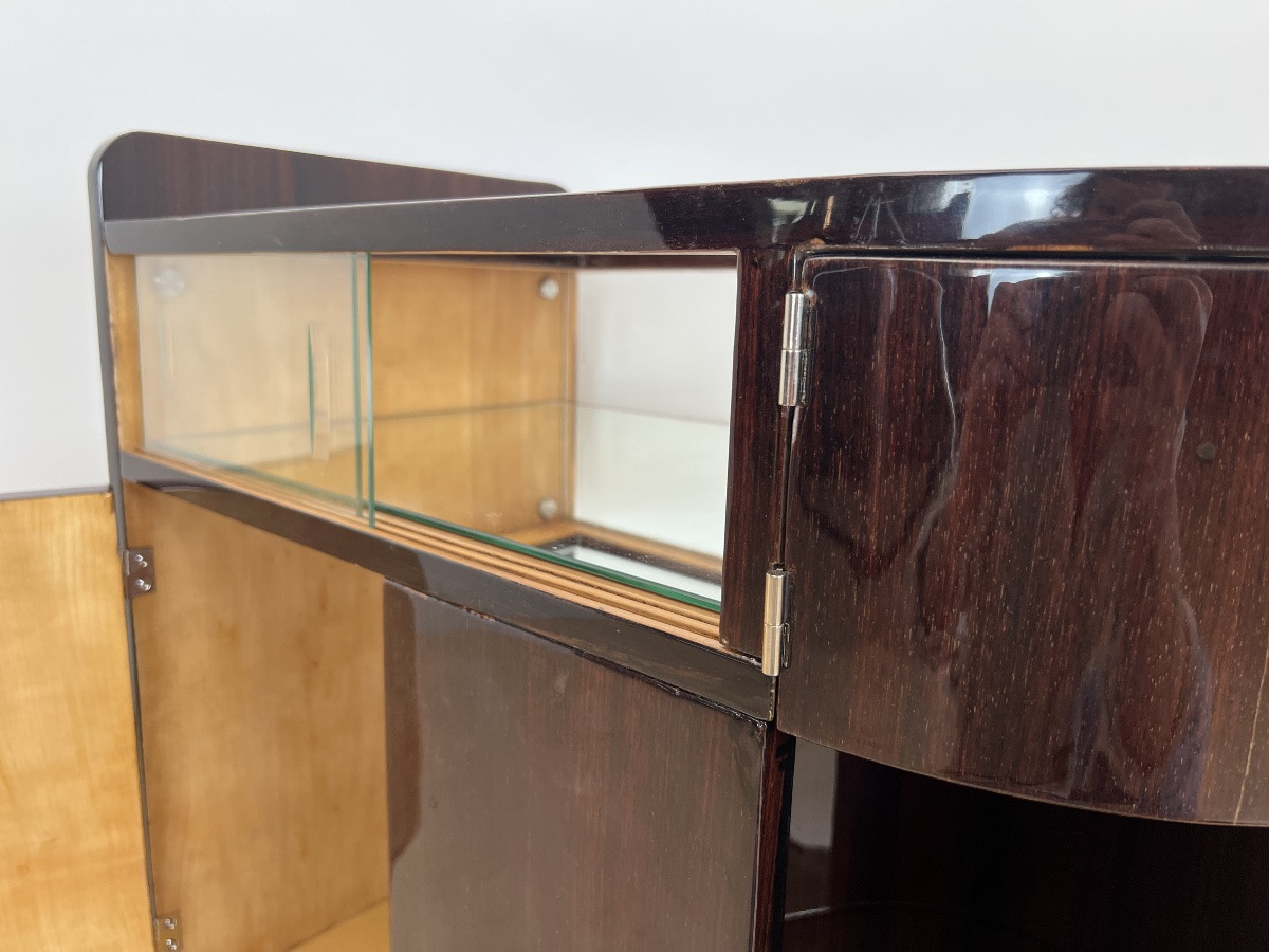 Art Deco Lacquered Rosewood Bar Cart With Swivel Compartment, France, Circa 1930-photo-4