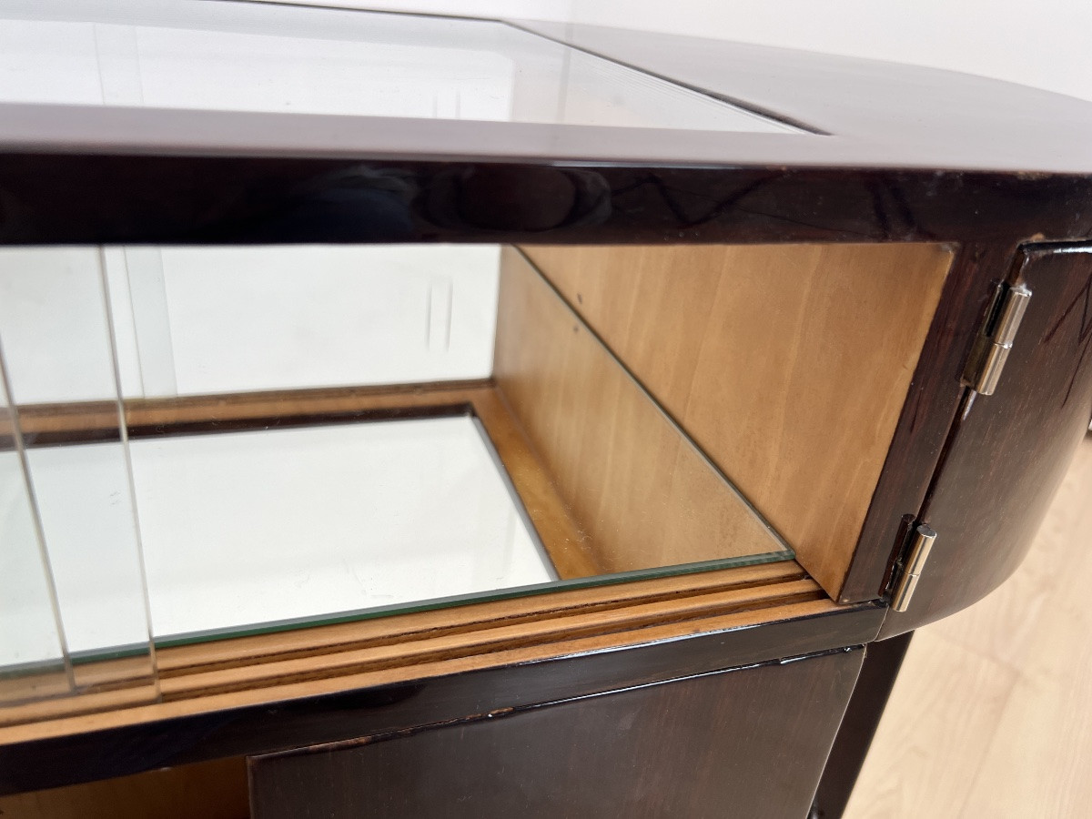 Art Deco Lacquered Rosewood Bar Cart With Swivel Compartment, France, Circa 1930-photo-5