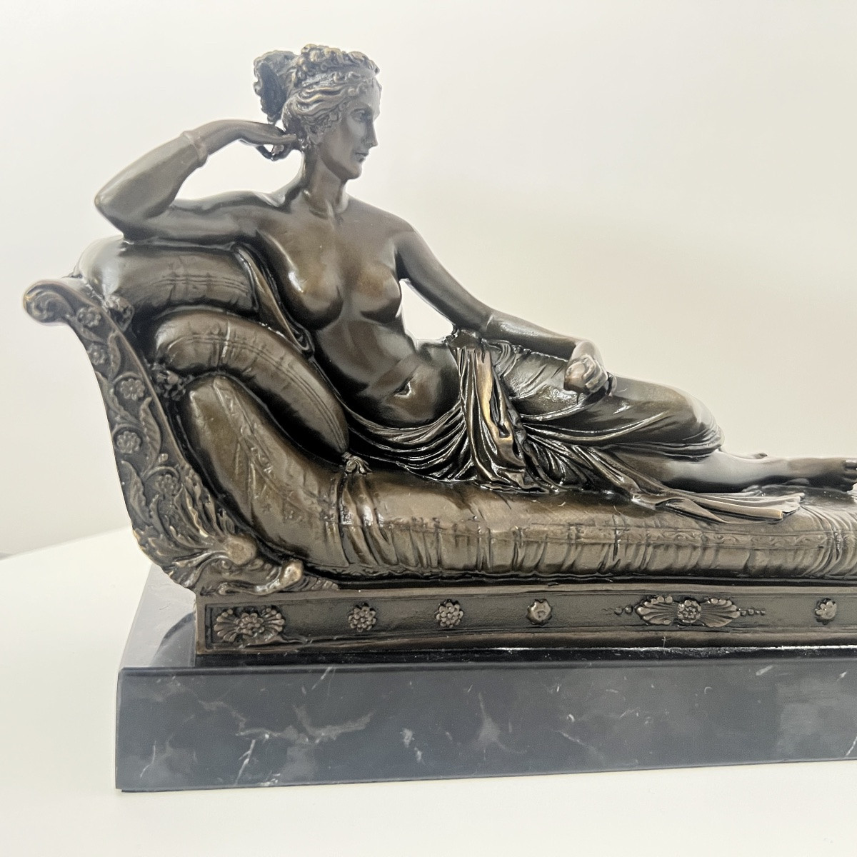 Bronze Sculpture, Woman On A Sofa, Signed A. Canova, Paris Circa 1950-photo-4