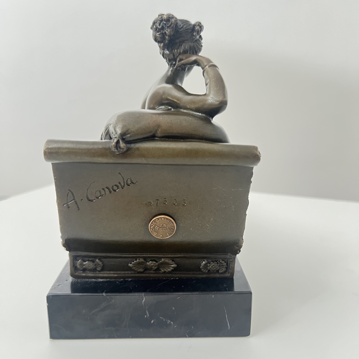 Bronze Sculpture, Woman On A Sofa, Signed A. Canova, Paris Circa 1950-photo-5