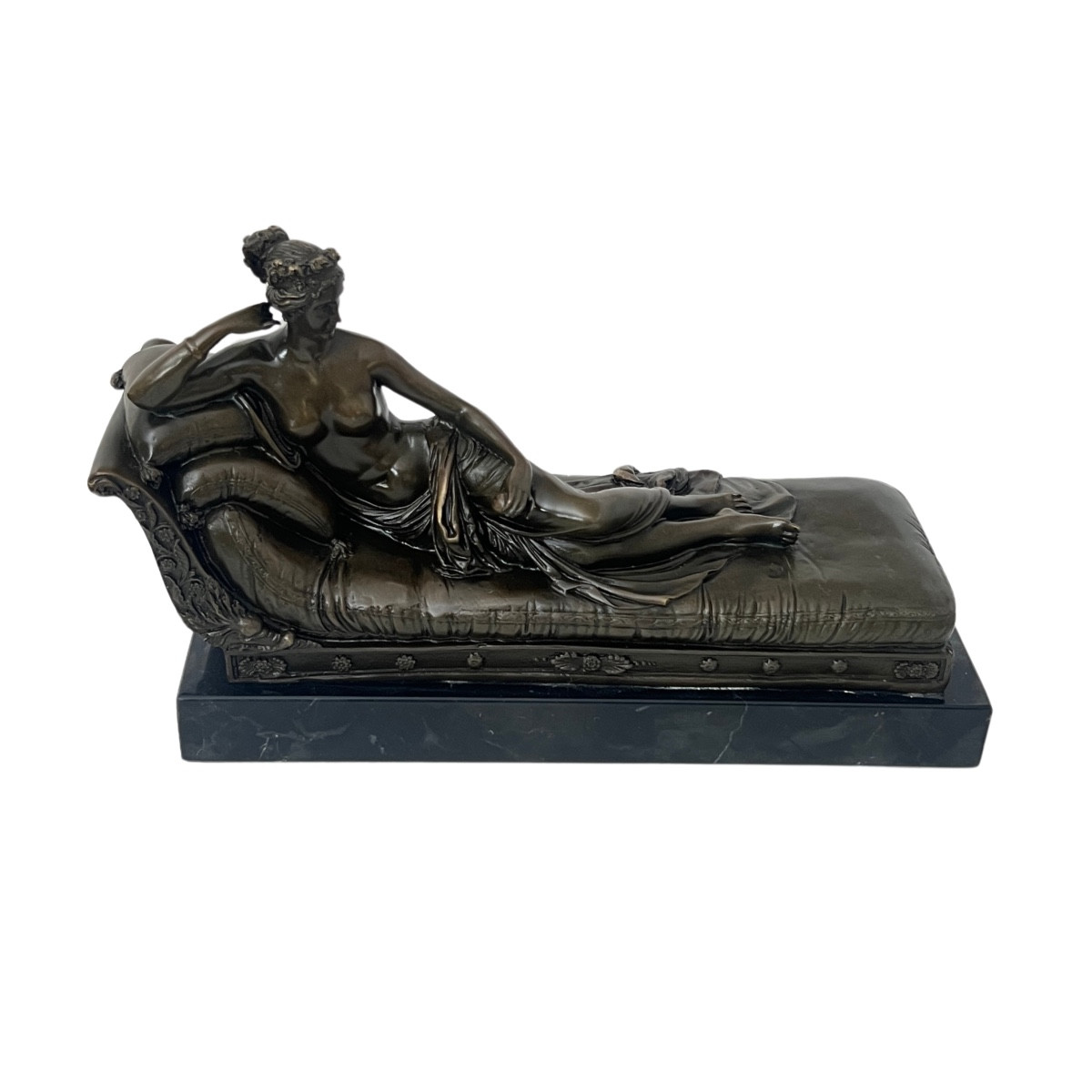 Bronze Sculpture, Woman On A Sofa, Signed A. Canova, Paris Circa 1950